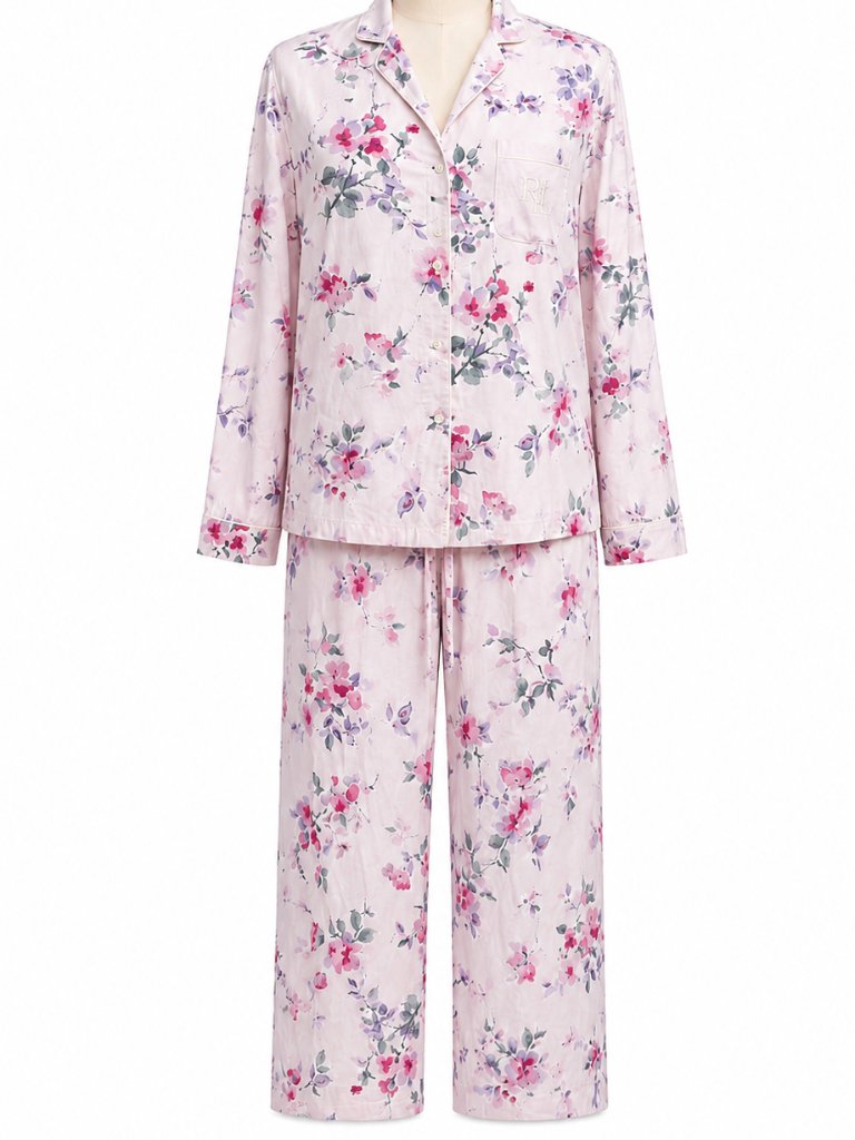 Lauren Ralph Lauren Pajama Set | Pink Floral | Size Medium
